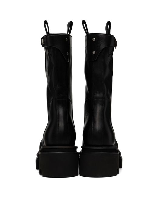 Rick Owens Black Platform Leather Boots