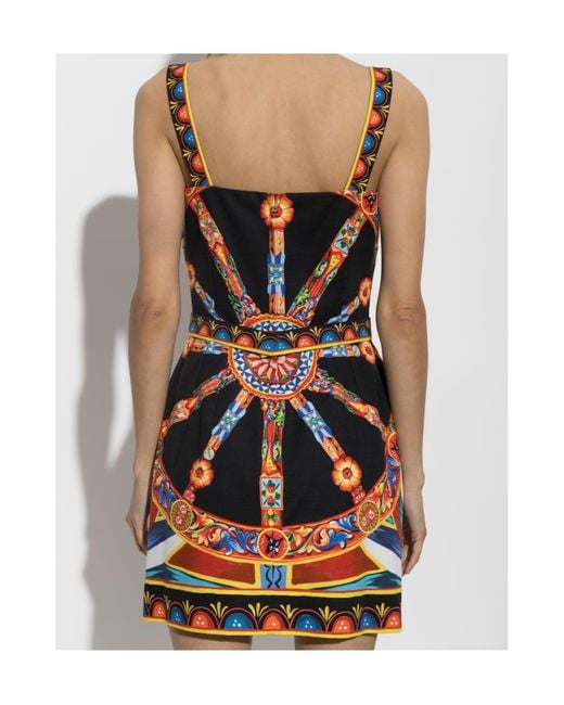 Dolce & Gabbana Black Carretto-Print Fabric Short Dress