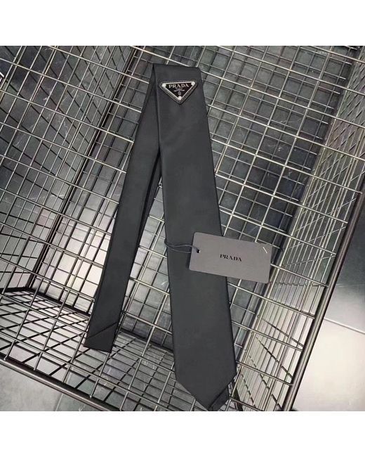 Prada Black Triangle-Logo Pointed--Tip Tie for men