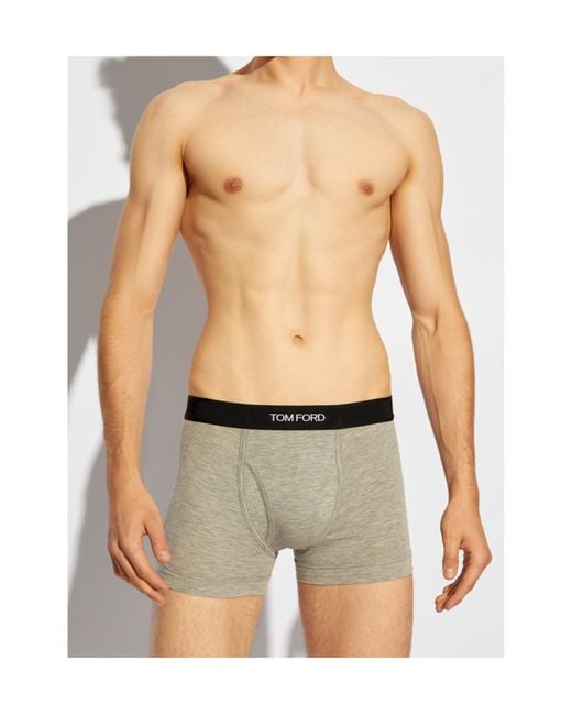 Tom Ford Gray Pack Of Two Logo Waistband Stretched Briefs for men