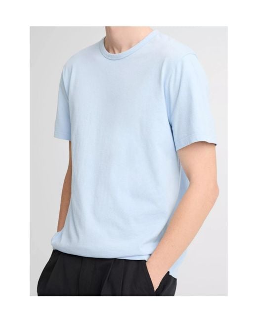 Vince Blue Garment Dye Cotton T-Shirt for men