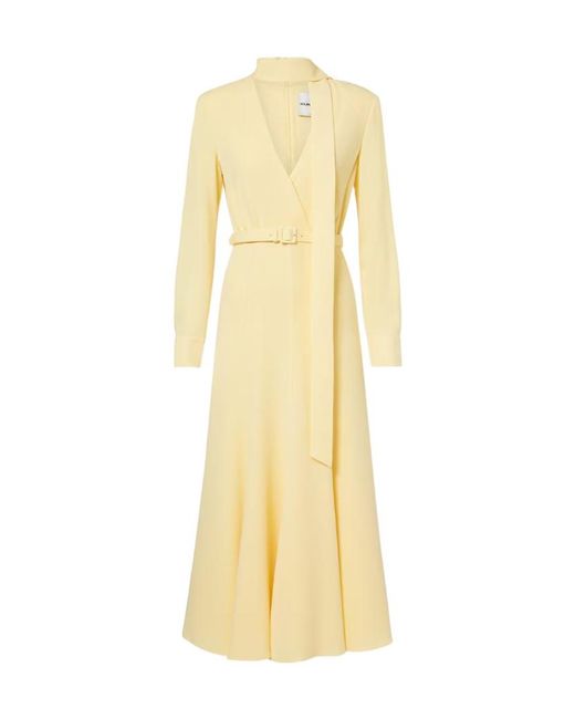 Roland Mouret Yellow Belted Cady Midi Dress