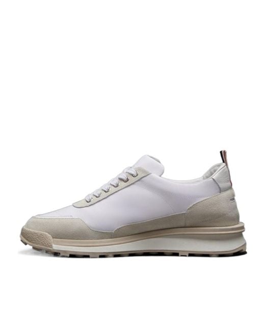 Thom Browne White Round Toe Lace-Up Sneakers for men