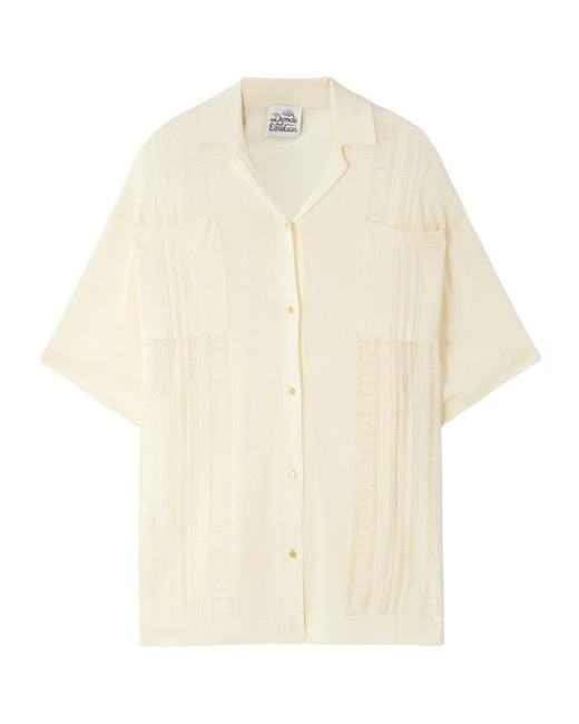Donde Esteban Natural Guayabera Pointelle-Knit Shirt