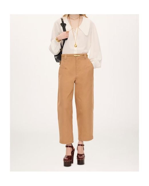 Chloé Natural Chloé Wide-Leg Barrel Trousers
