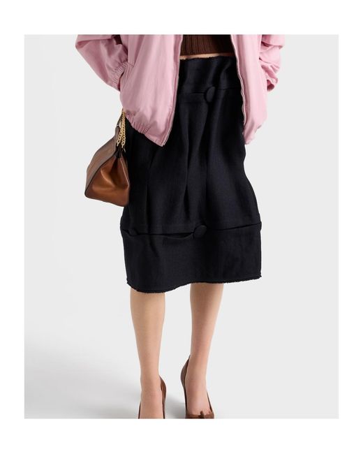 Prada Black Chevron Midi Skirt