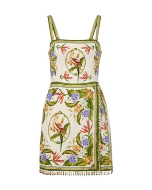 Farm Rio Green Printed Linen Minidress