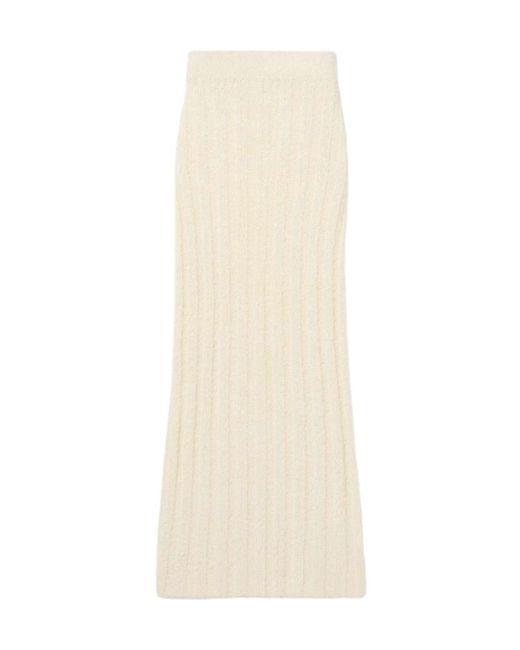 Khaite White Claire Midi Skirt