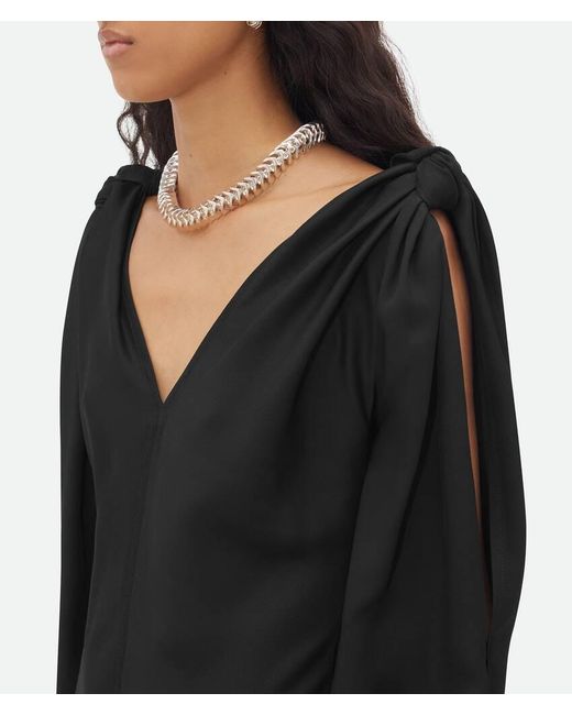 Bottega Veneta Black Knot Detailed Midi Dress