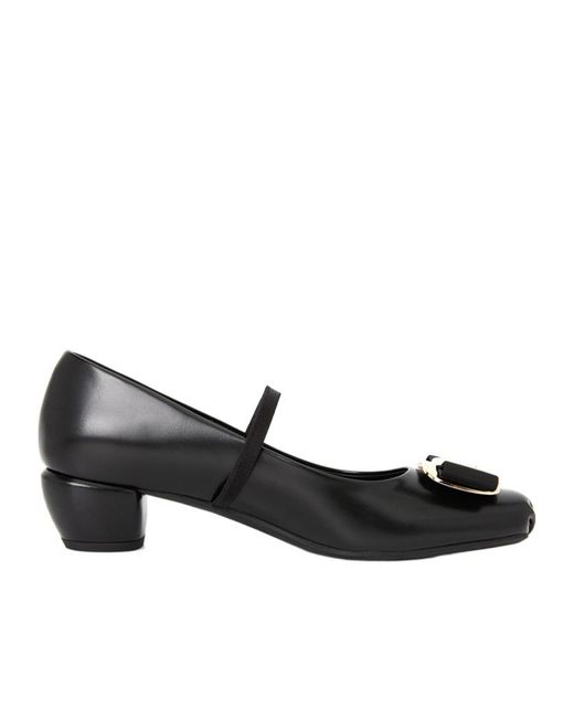 Ferragamo Black Zina Bow Heels