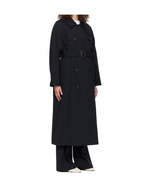 A.P.C. Black Belted Double-Breasted Trench Coat