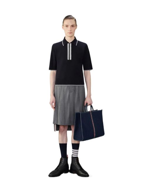 Thom Browne Black Rwb Wool Polo Shirt for men