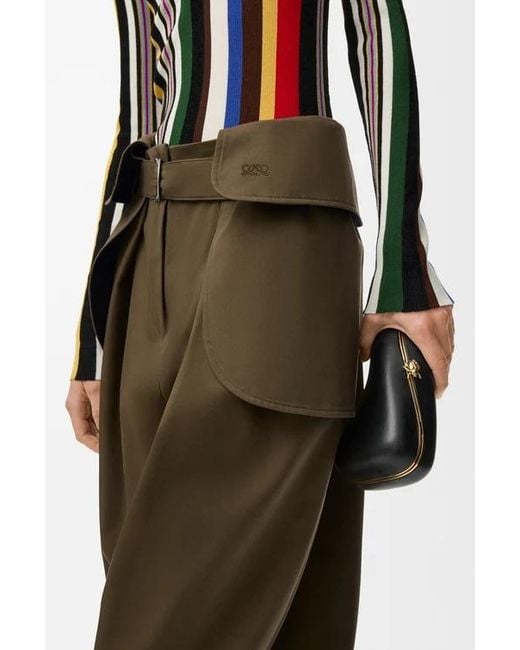 Loewe Green Belted Wide-Leg Pants