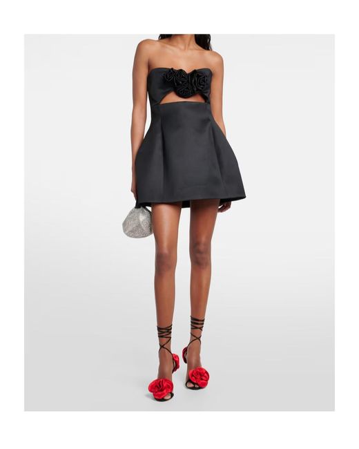 Magda Butrym Black Floral-Applique Bustier Minidress