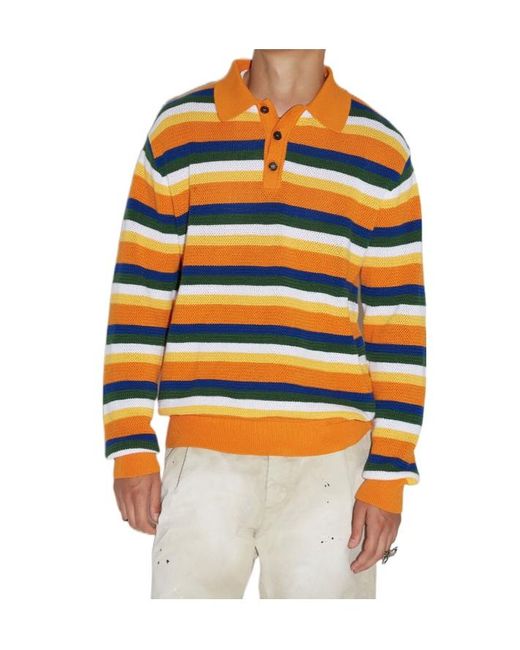 DSquared² Orange Horizontal-Stripe Polo Shirt for men