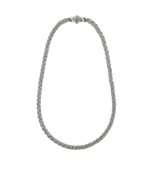Emanuele Bicocchi White Diamond-Cut Flat Braided Necklace for men