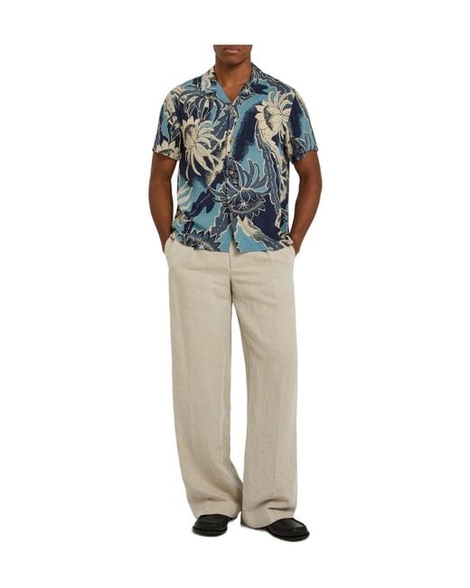J.W. Anderson Blue Floral-Print Woven Shirt for men