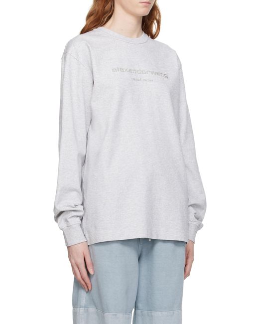 Alexander Wang White Puff Logo Long-Sleeved T-Shirt
