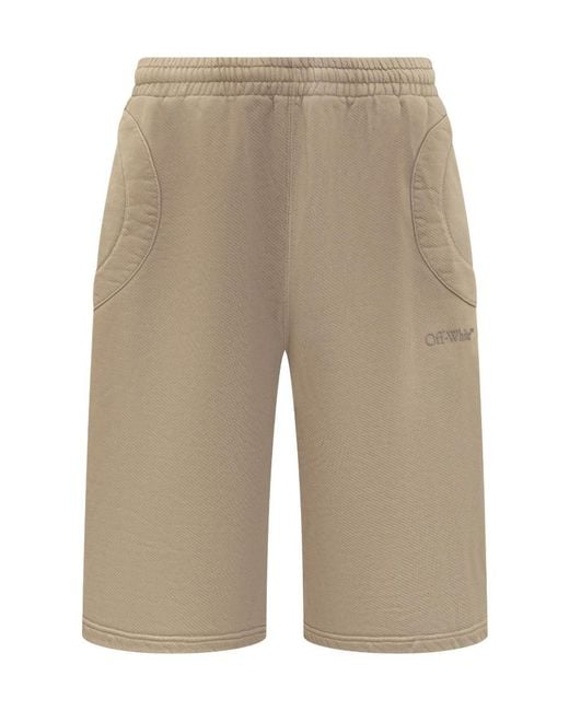 Off-White c/o Virgil Abloh Natural Logo Detailed High Waist Shorts for men