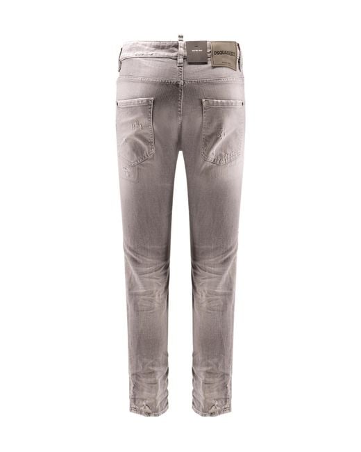 DSquared² Gray Low-Rise Distressed Jeans for men