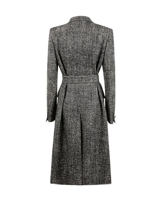 Tagliatore Black Double-Breasted Belted Coat