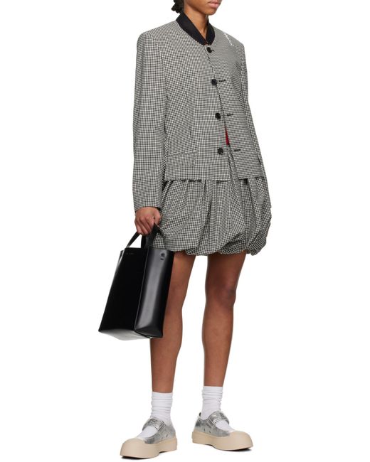 Marni Black Logo Printed Drawstring Tote Bag