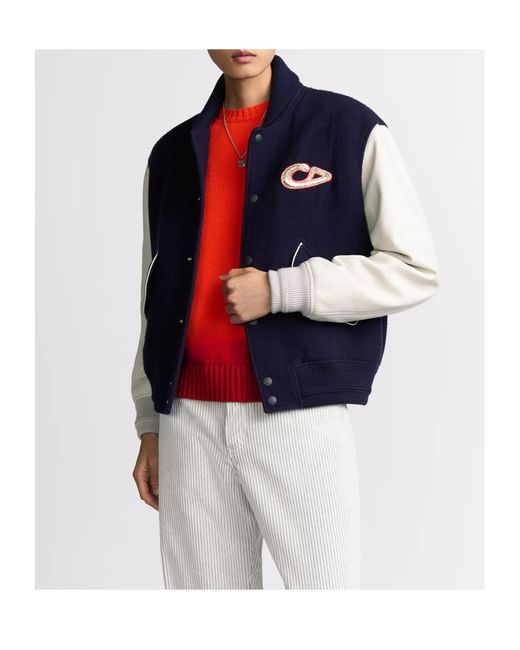 DIOR DIORとKAWSのバーシティジャケット DIOR AND KAWS Varsity Jacket Blue Virgin Wool and Cashmere