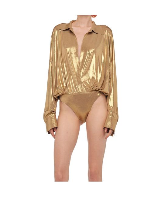 Norma Kamali Natural Deep V-Neck Bodysuit
