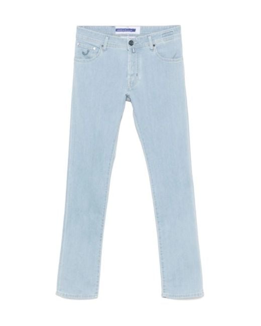 Jacob Cohen Blue Logo Patch Straight-Leg Jeans for men