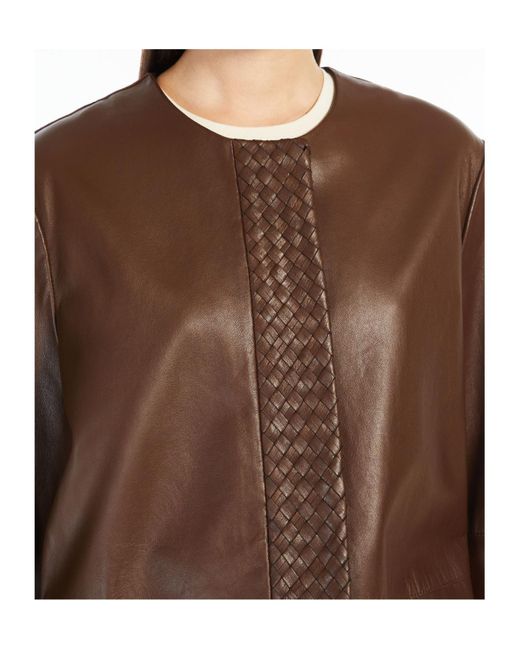 Weekend by Maxmara Brown Long-Sleeved Leather Jacket