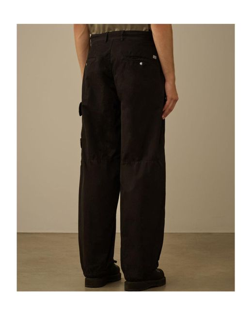 C P Company Black Microreps Boxy Cargo Pants for men