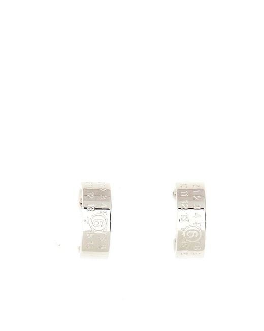 MM6 by Maison Margiela White Logo Engraved Hoop Earrings