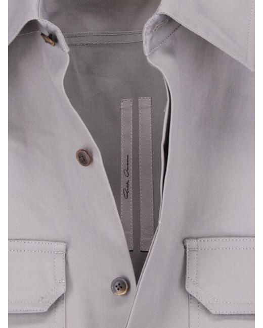 Rick Owens Gray Collared Long-Sleeved Shirt for men