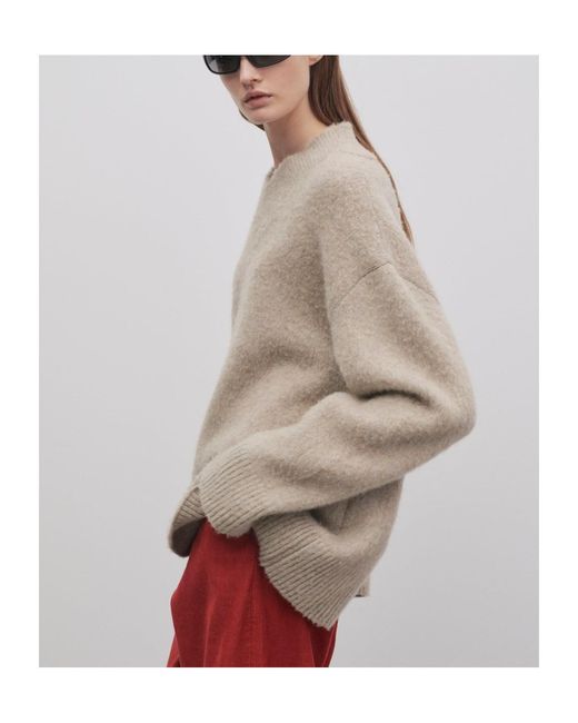 The Row Natural Fayette V-Neck Ribbed-Knit Sweater