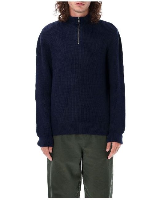 A.P.C. Blue Alex High-Neck Knitted Jumper for men