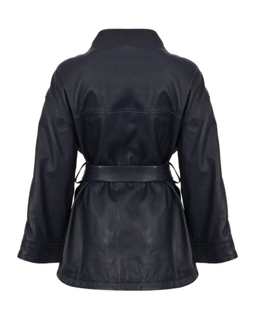 Blugirl Blumarine Blue Belted Stand-Collar Jacket