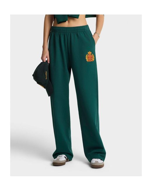 Sporty & Rich Green Ny Crest Embroidered Wide Sweatpant