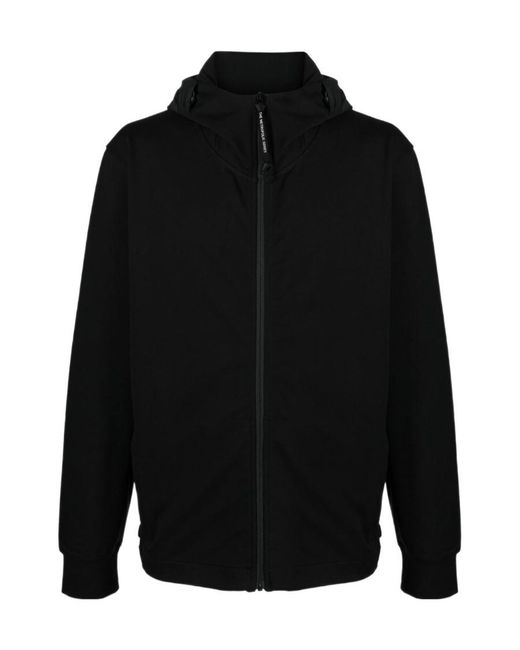 C P Company Black Metropolis Series Logo Printed Hoodie for men