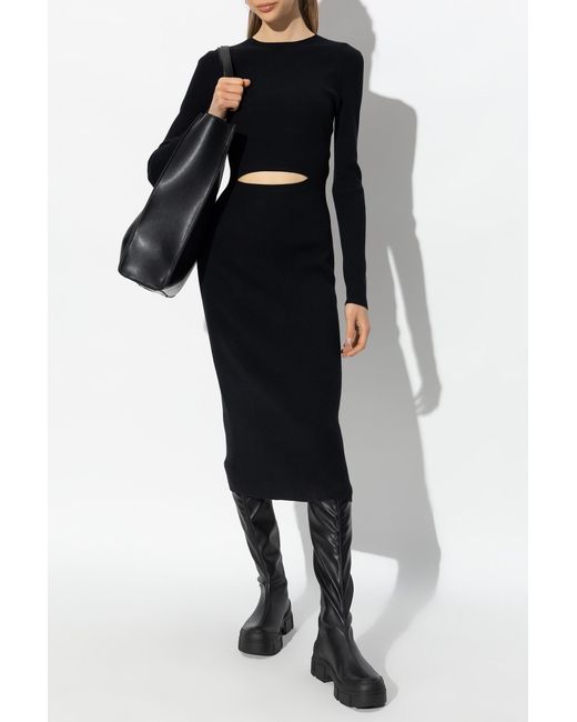 DIESEL Black Pelagos Cut-Out Ribbed Midi Dress