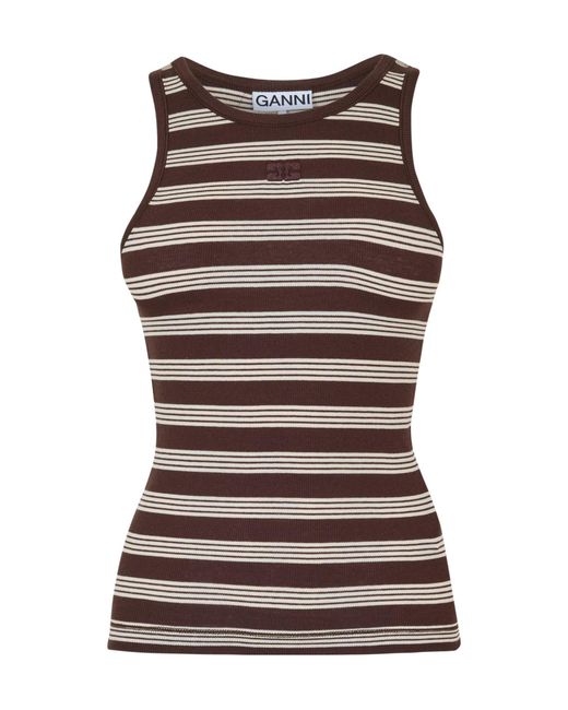 Ganni Brown Striped Vest