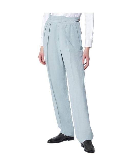 Blazé Milano Blue Button-Up Casual Pants
