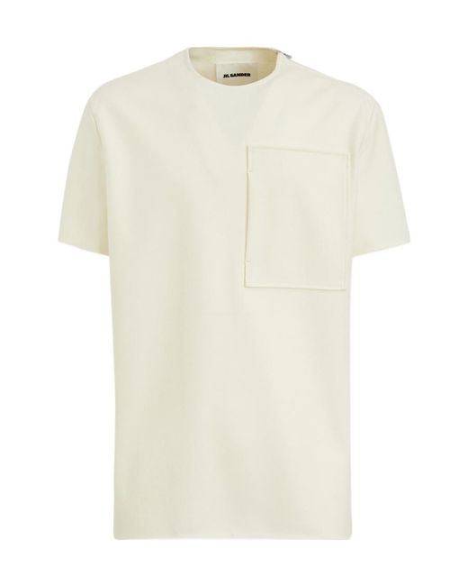 Jil Sander White Zip-Detailed Crewneck T-Shirt for men