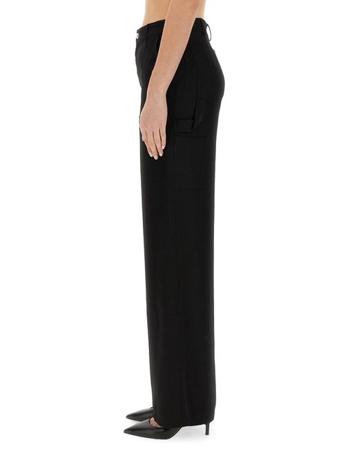 Moschino Black Wide-Legged Button Casual Pants