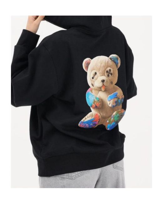 Barrow Black Teddy-Bear Printed Hoodie for men