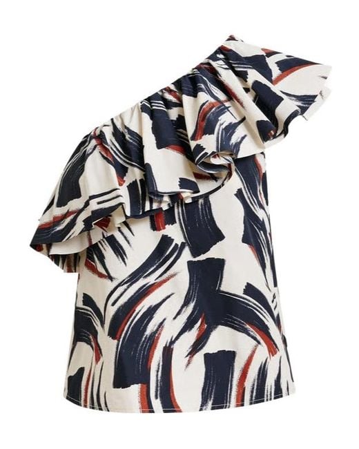 Essentiel Antwerp Blue Ruffled-Neck Blouse