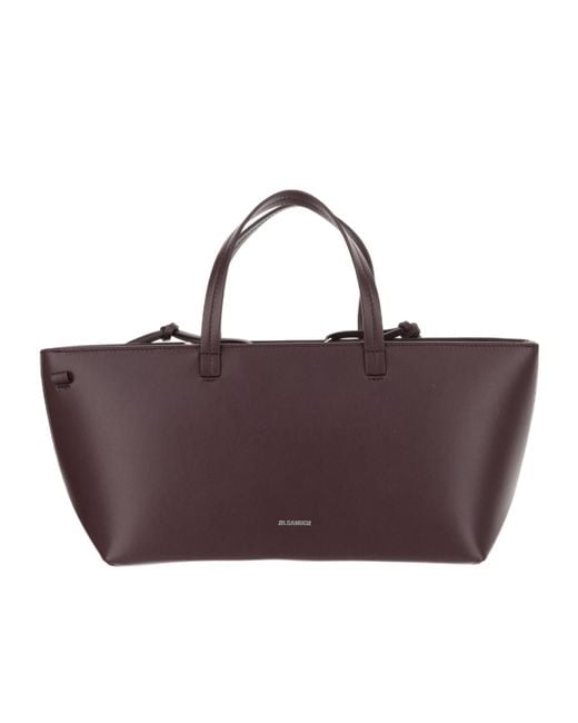 Jil Sander Purple Classic Logo Detailed Tote Bag