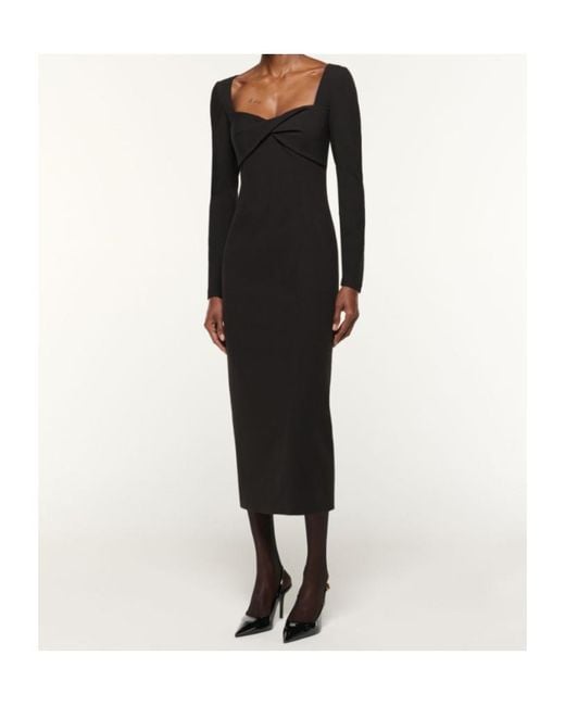 Roland Mouret Black Twist Drape Stretch Crepe Dress