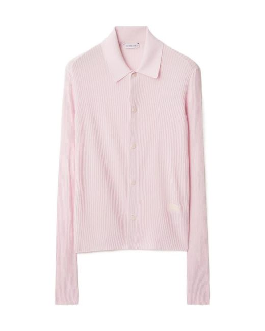Burberry Pink Buttoned Ribbed Cardigan