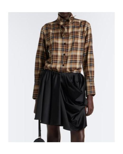 Patou Multicolor Bow-Detail Checked Cotton Shirt