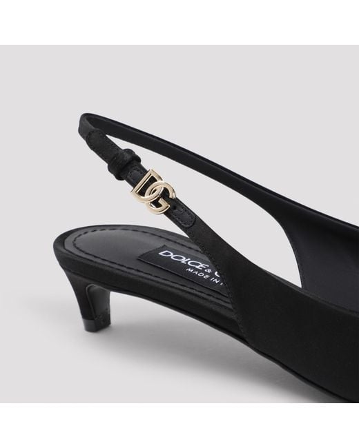 Dolce & Gabbana Black Bow Detailed Slingback Pumps